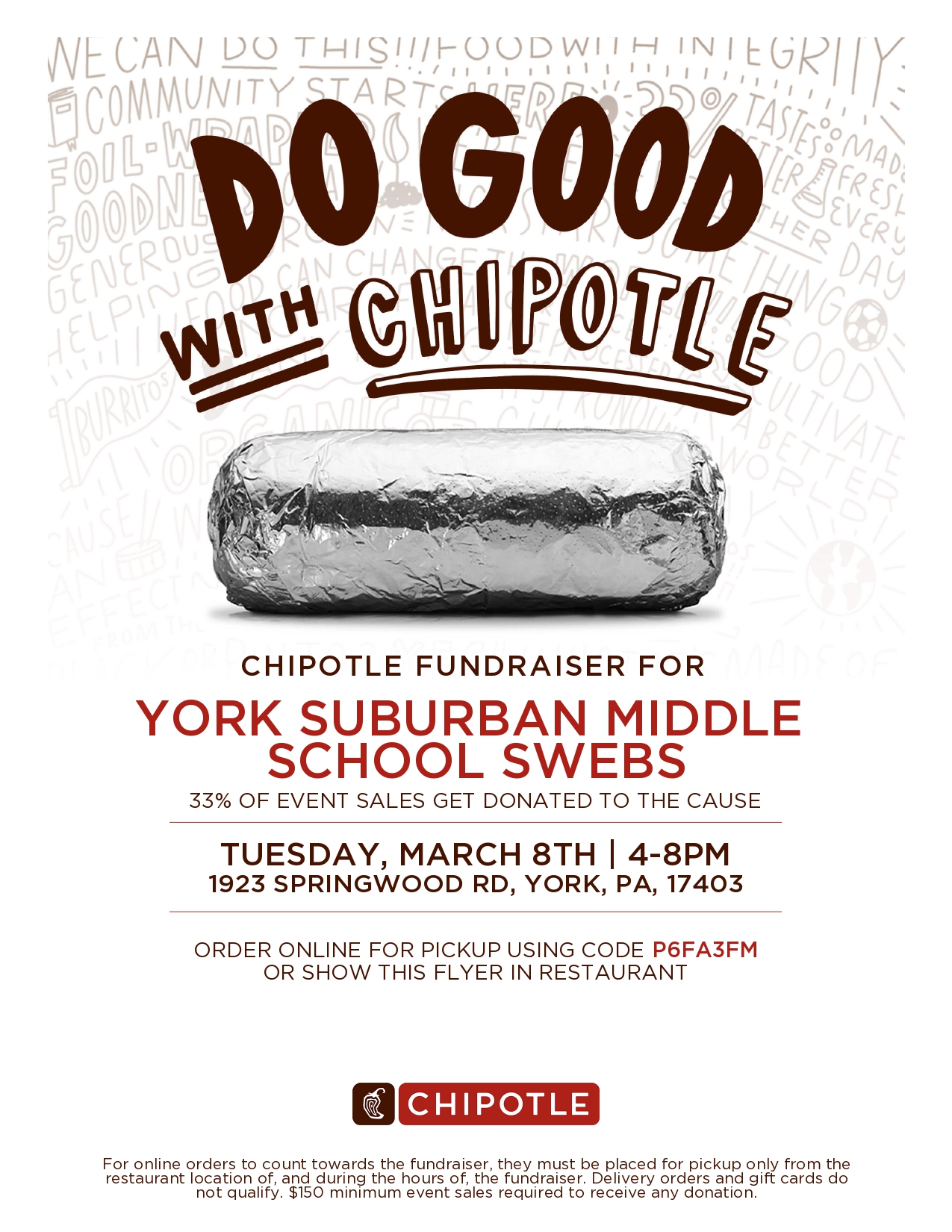 Mark Your Calendar Chipotle Fundraiser to Benefit YSMS Committee
