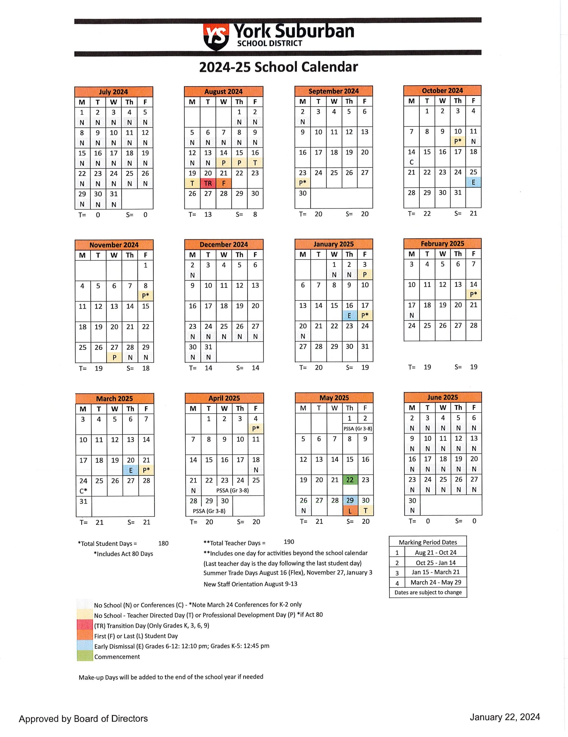 24-25 School Calendar