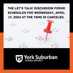 Canceled: Let's Talk for April 17th