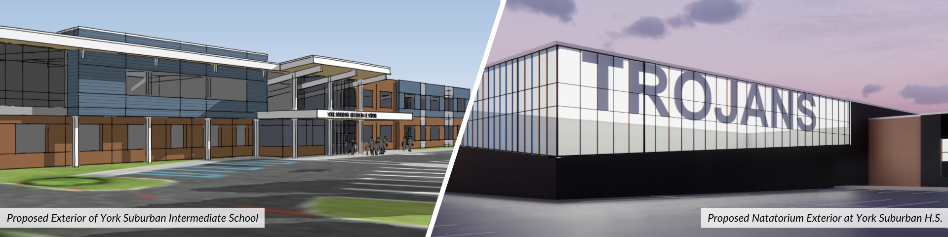proposed intermediate school and high school exteriors